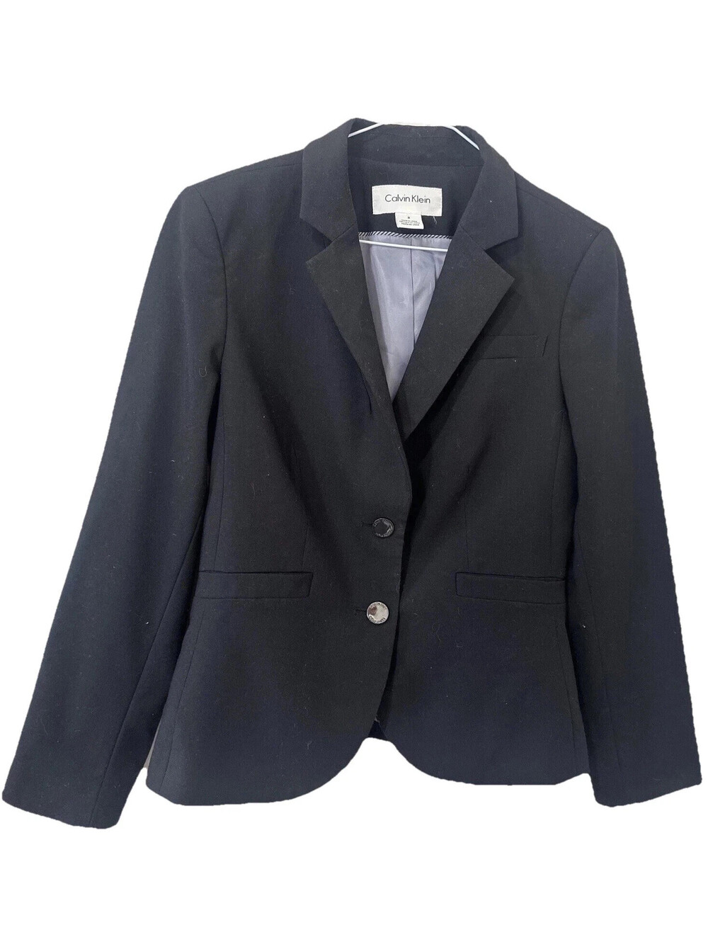 Calvin Klein Women's Size 2 Black 2-Button Blazer Tailored Suit Jacket Lined